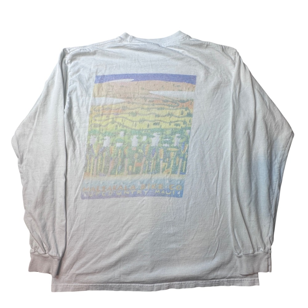 Gildan T-Shirt Mens Large Haleakala Bike Co White Maui Hawaii Graphic Tee